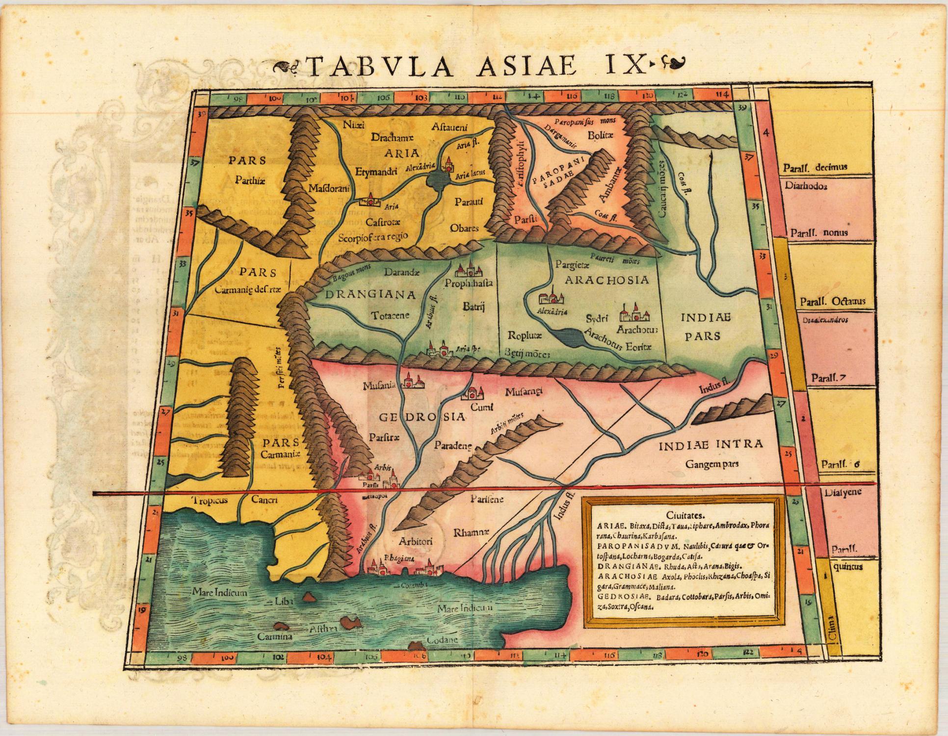 Alexandria Ariana - Tabula Asiae IX: Sebastian Munster (1552)
