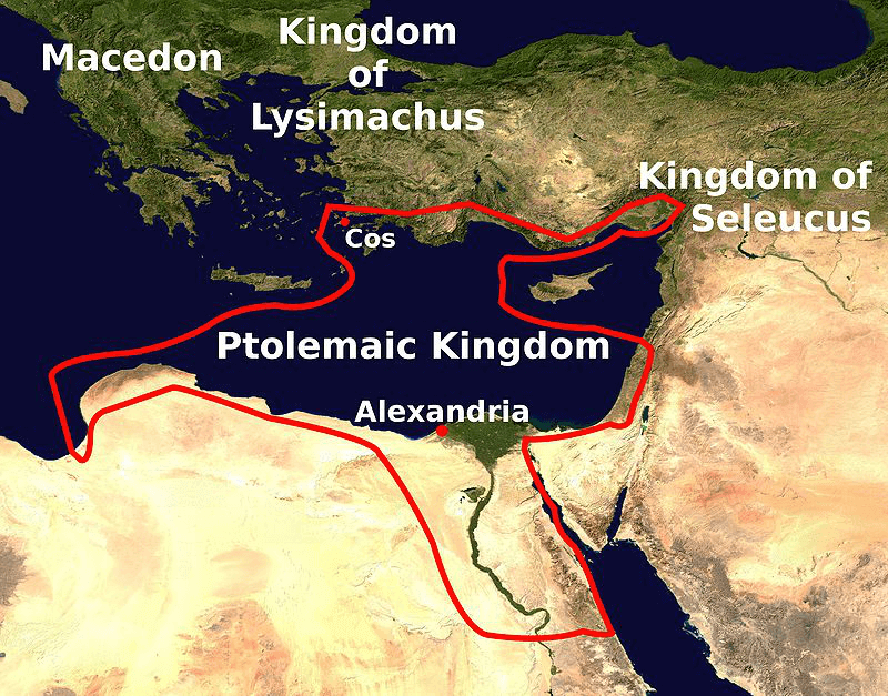 Ptolemaic Kingdom - Ptolemaic Kingdom Satellite Map (300 BCE)